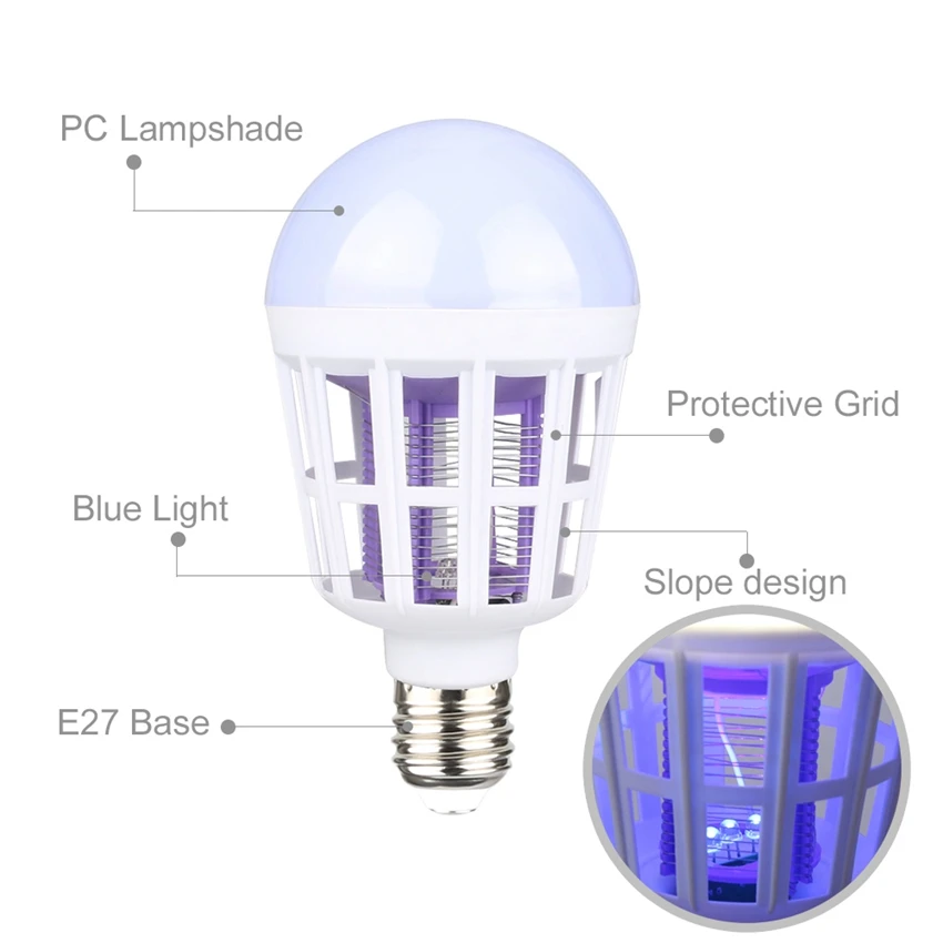 9W 15W E27 Светодиодный светильник для комаров, лампа для дома, летняя противомоскитная моль, Zapper Trap, насекомые-убийца, домашняя детская спальная спальня