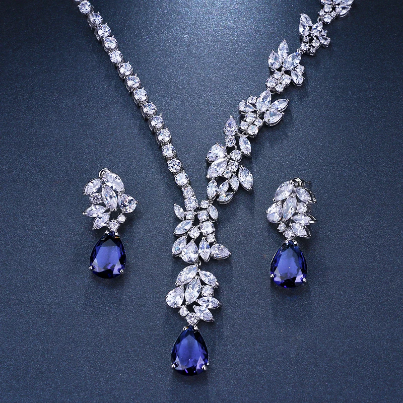 Unique Design Choker Necklace Stud Earrings Bridal Jewelry Sets Wedding Accessories