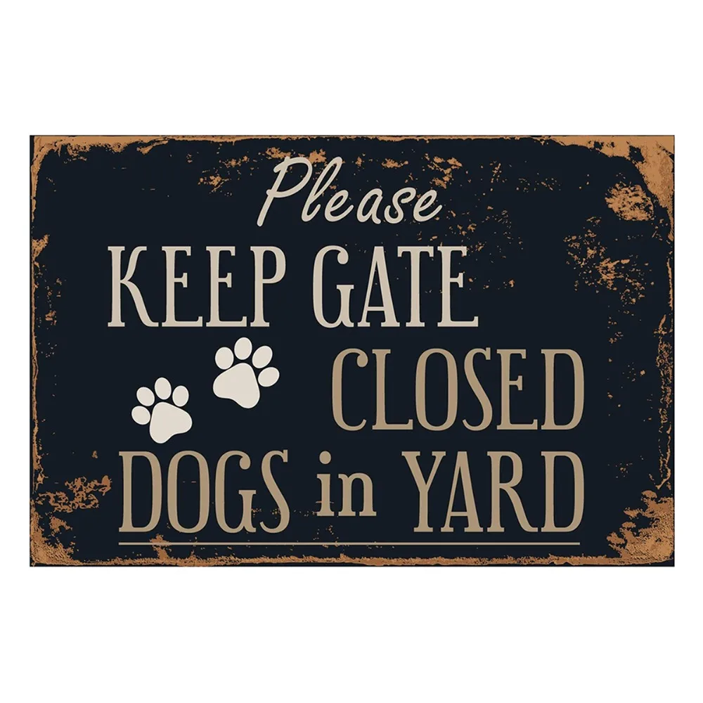 Пожалуйста, держите ворота закрытые собаки во дворе винтажные металлические жестяные плакат с подписью стикер на стену искусство для сада двора