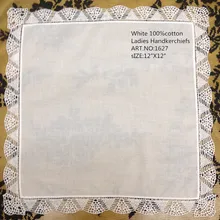 Набор из 12 модных кружевных дамские платки 12-дюймовые белые хлопковые Свадебные Hanky сладкое сердце Hankies для Свадебные подарки