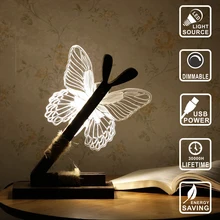 Креативная Мода маленький 3D стереоскопический светодиодный светильник украшение дома Ночная лампа прикроватная бабочка стиль подарок на день рождения IY804008