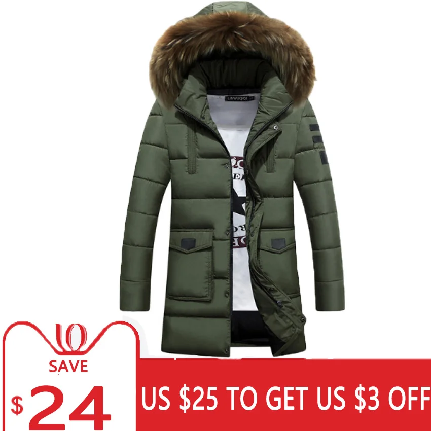 Manteau matelassé long à capuche Doublure dhiver manches avec passants de pouce