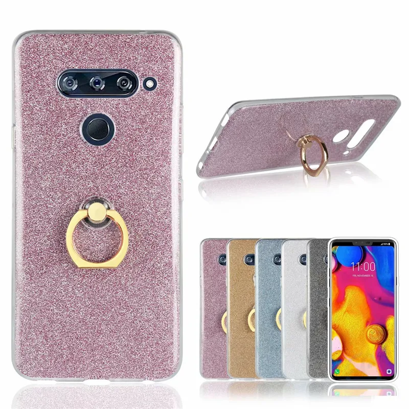 

Ainike Bling Glitter Phone Sticker For LG G3 G4 G5 G6 V9 V40 K8 Q7 Stylus3 v30 K7 K8 Q6 Soft TPU Phone Case With Ring Holder