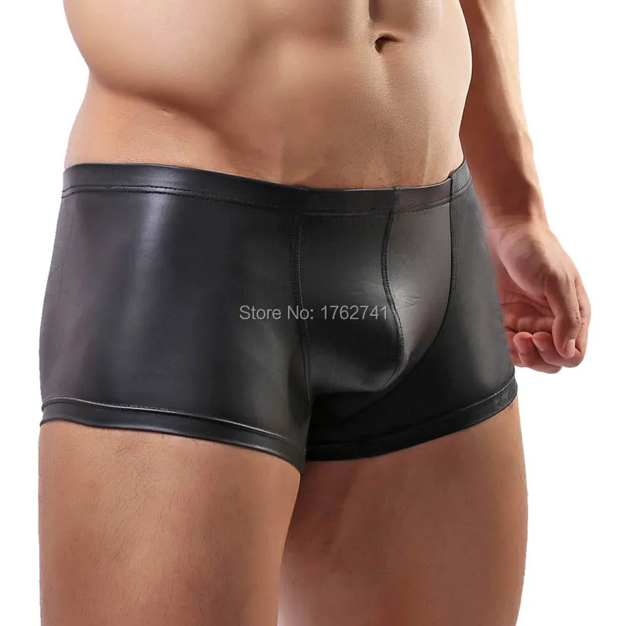 Сексуальные мужские шорты из искусственной кожи мужские модные шорты-боксеры для мужчин трусы брендовые обтягивающие боксеры для мальчиков