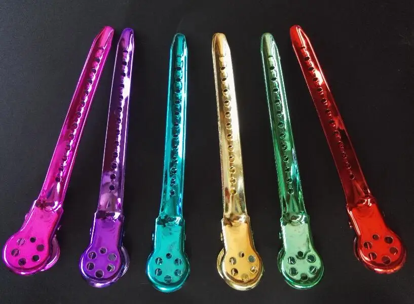 Grampos de Aço Clipes para Uso Profissional do Salão de Beleza Lote Japonês Qualidade Hairdressing Colorido Seção Grampos 12 Pçs –