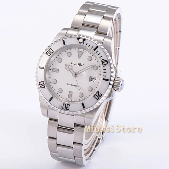 

40mm Sapphire Crystal pour acier inoxydable Poignet Analogique montres Hommes Marque Horloge Waterproof white woman man watch