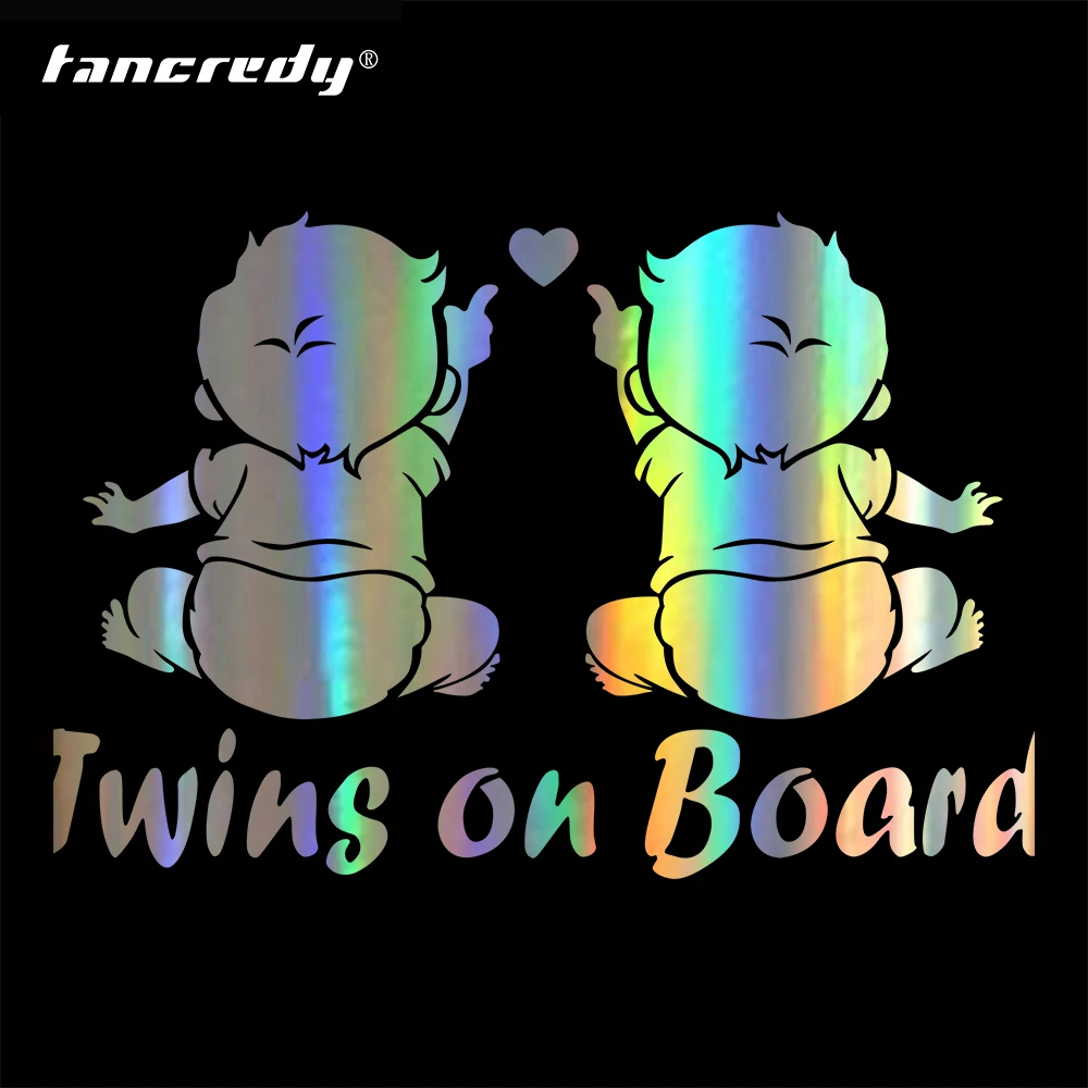 

Tancredy 19.1*12.5cm Twins Baby On board Car Sticker And Decals Car Sticker Styling Decoration Door Body Window Vinyl Stickers