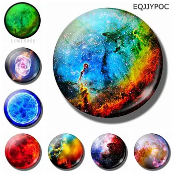 

7Pcs 25MM Galaxy Nebula Fridge Magnet Glass Decorative Refrigerator Magnets Set Universe Space Luminous Magnetic Stickers Decor