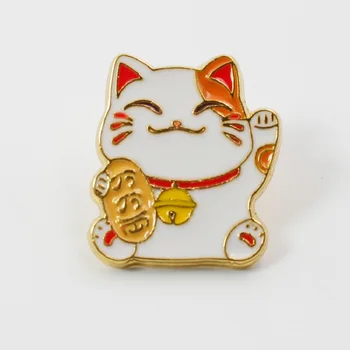 

Japanese maneki neko lucky cat pin needle Gold 10pcs/lot cute pins buttons for party bag cloth