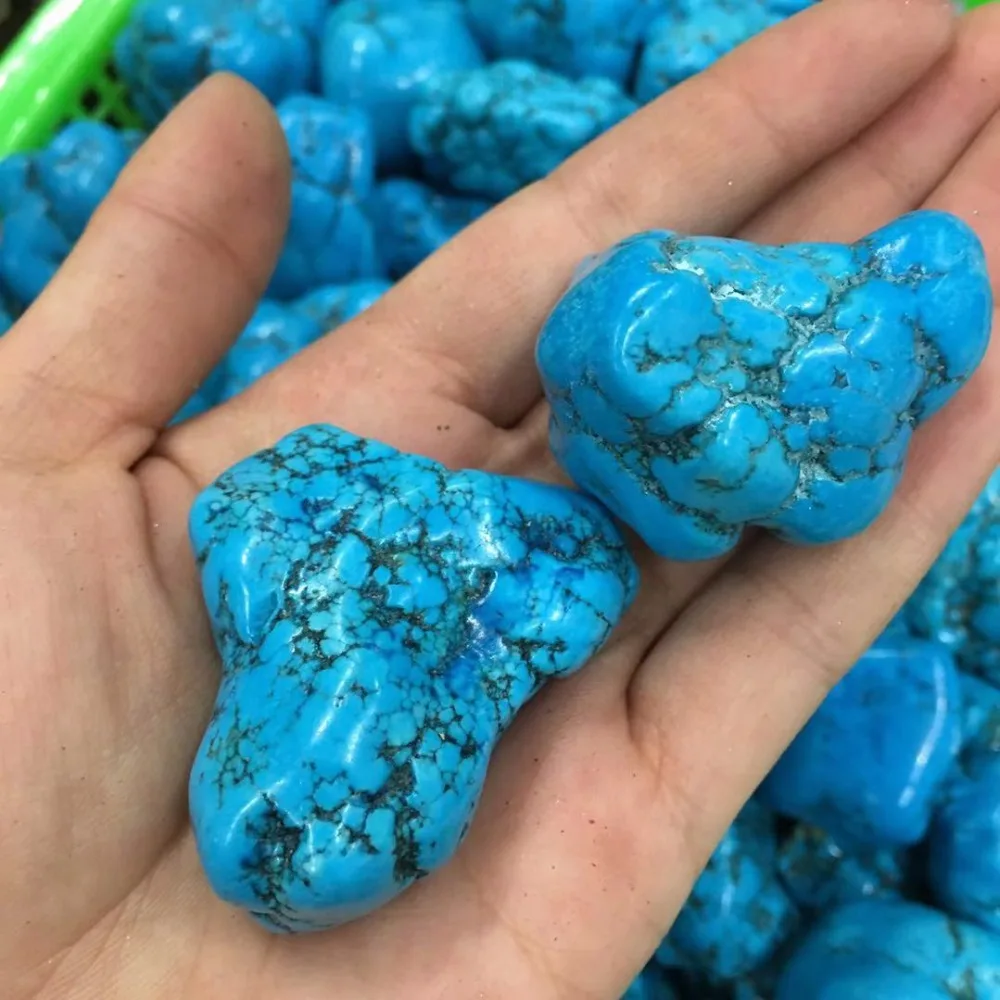 2pcs Natural green turquoise tumbled stone kallaite healing crystals