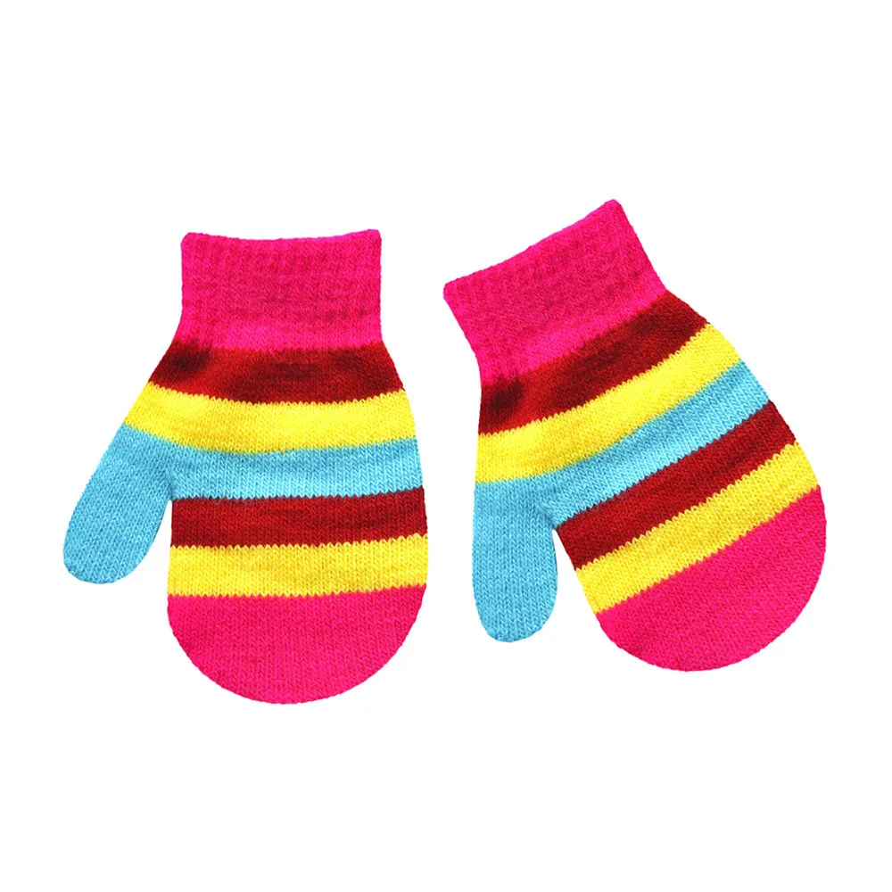 ARLONEET/зимние многоцветные утепленные детские перчатки, вязаные варежки, сшитые для девочек и мальчиков, бархатные, сохраняющие тепло, на лямках, перчатки CS16