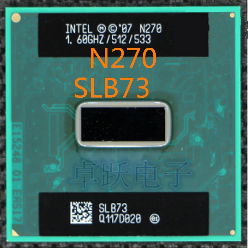 Процессор Intel Atom N270 N 270 (512K кэш 1 60 ГГц 533 МГц FSB) BGA ЦП для ноутбука бесплатная