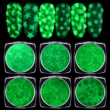 1 г/кор. светящийся люминесцентный Блестки для нейл Арта(искусство украшения ногтей) ультратонкие блестящие хлопья для ногтей светится в темноте 3d Фэнтези блестка DIY украшения