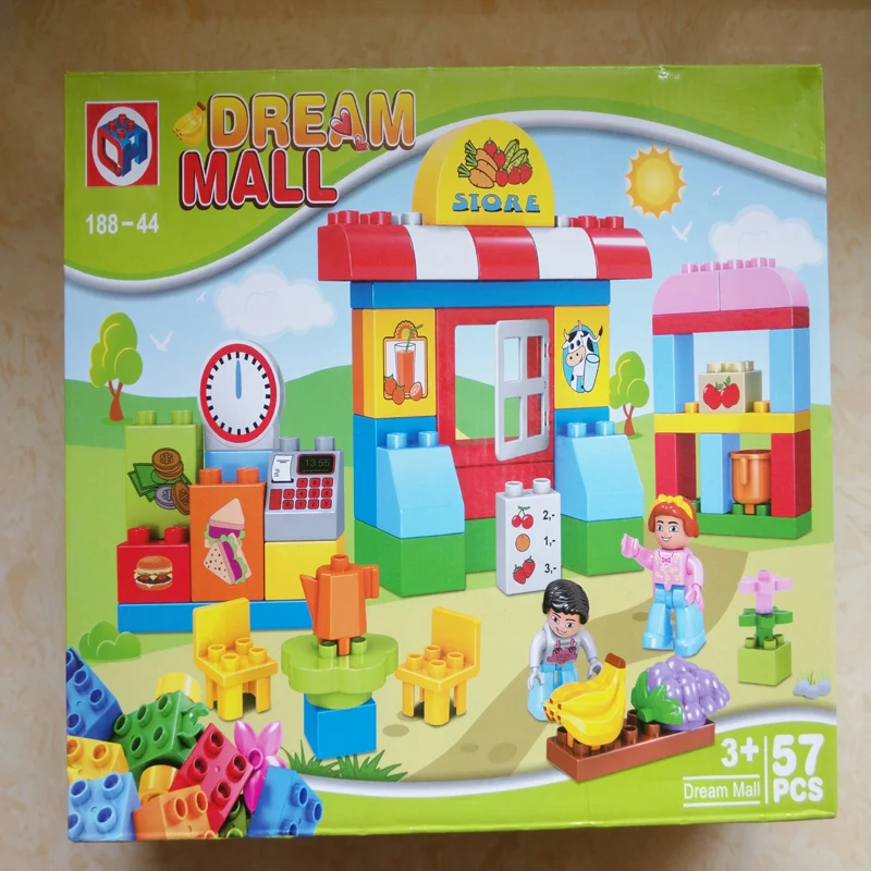57pcs City Supermarket Mall Building Blocks Compatible LegoINGly Duploe City Store Bricks Set Educational font b