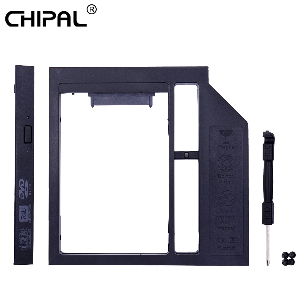 

CHIPAL Universal 2nd HDD Caddy 12.7mm SATA 3.0 for 2.5'' 2TB Hard Disk Drive SSD Case Enclosure for Notebook CD-ROM Optical Bay