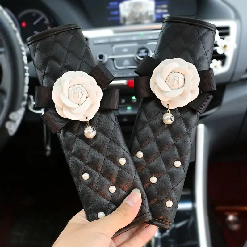 2pcs-Camellia-Flower-Car-Safety-Seat-Belt-Covers-for-Women-Leather-Auto-Shoulder-Pads-1