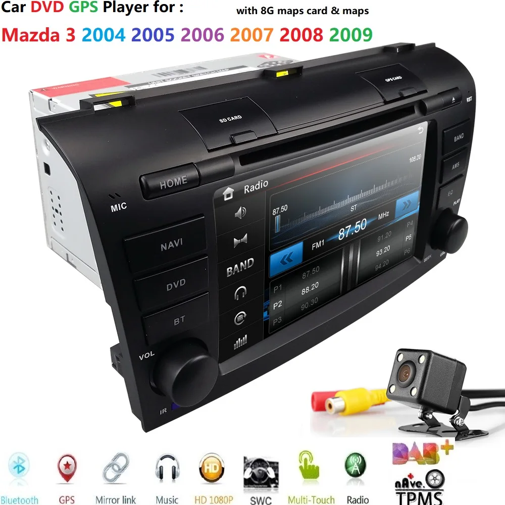 Discount 7" 2 din AutoRadio Car DVD Stereo Player for MAZDA3 MAZDA 3 2004 2005 2006 2007 2008 2009Tape Recorder Bluetooth GPS Navi 3G RDS 3