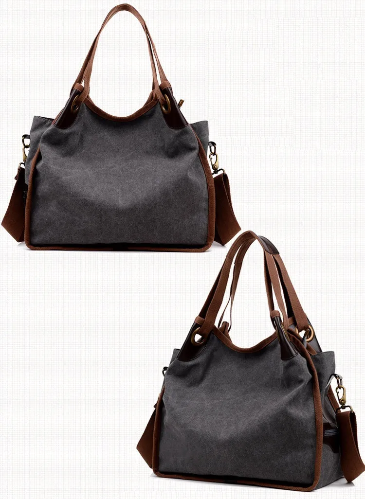 MJ Women's Canvas Handbags High Quality Female Canvas Totes Casual Shoulder Bags Large Travel Bag Ladies Solid Crossbody Bags (14)