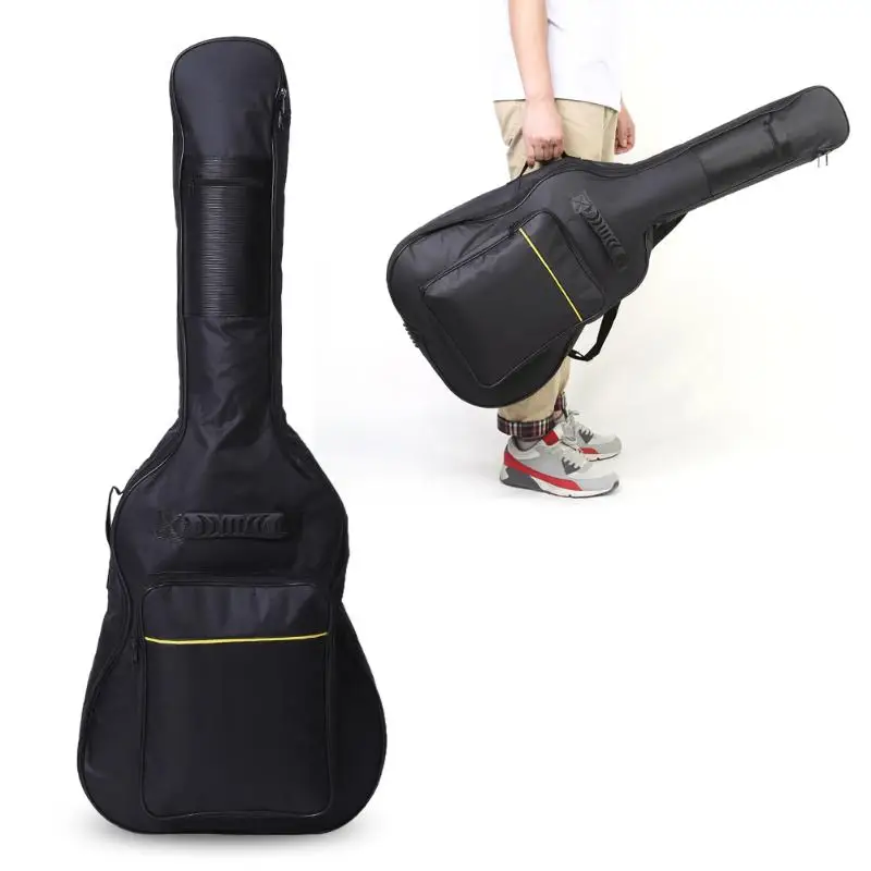 

New Padded Protective Classical Acoustic Guitar Bag Black Carry Case Waterproof Two front pockets Adjustable Shoulder Straps Bag