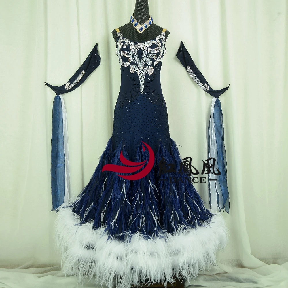 

Standard Ballroom Dress Women New Of 2018 Custom Made High-necked Long Sleeved Waltz Ballroom Dance Competition Dresses