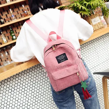 

2019 NEW Women's Fashion Canvas Tassel School Bags Travel Backpack Black Bag for Women #T2