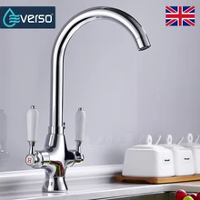 EVERSO Modern Brass Kitchen Faucet Chrome Kitchen Sink Faucet Cold and Hot Water Mixer Tap Saving Water Aerators