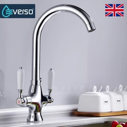 EVERSO Modern Brass Kitchen Faucet Chrome Kitchen Sink Faucet Cold and Hot Water Mixer Tap Saving Water Aerators