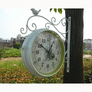

Metal Watch Double Sided Wall Clock Vintage Saat Wrought Iron Wall Clock Wanduhr Reloj Mural Wandklok Klok Relogio Parede Saat