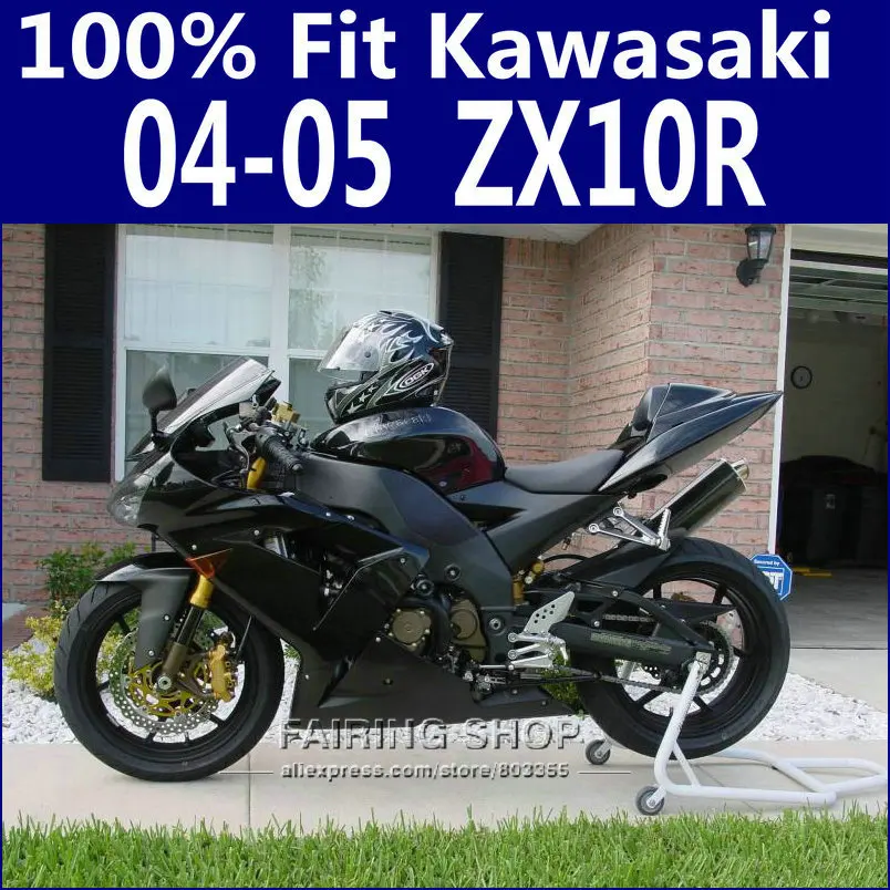 Горячая Распродажа комплект обтекателей Zx10r 2004 2005 04 05 для Kawasaki Ninja (крутой черный)