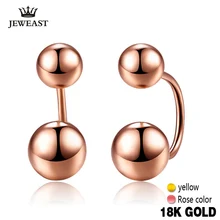 18k Rose Gold Women Stud Earrings Double Balls Fine Engaged Wedding Jewelry Fashion Female Delicate Gift Hot Sale Trendy Party