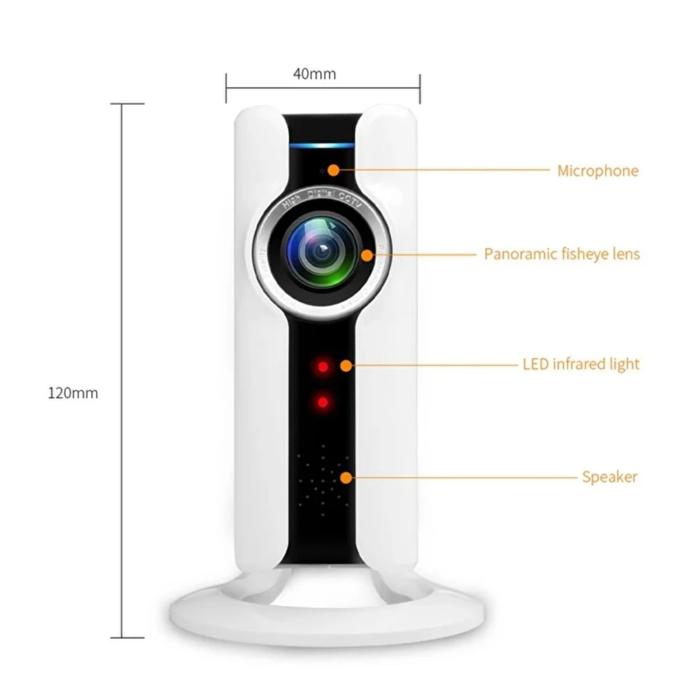 Панорамный Рыбий глаз объектив IP камера wifi беспроводная мини камера наблюдения 180 градусов IP веб-камера Wi-Fi 720p IP Cam