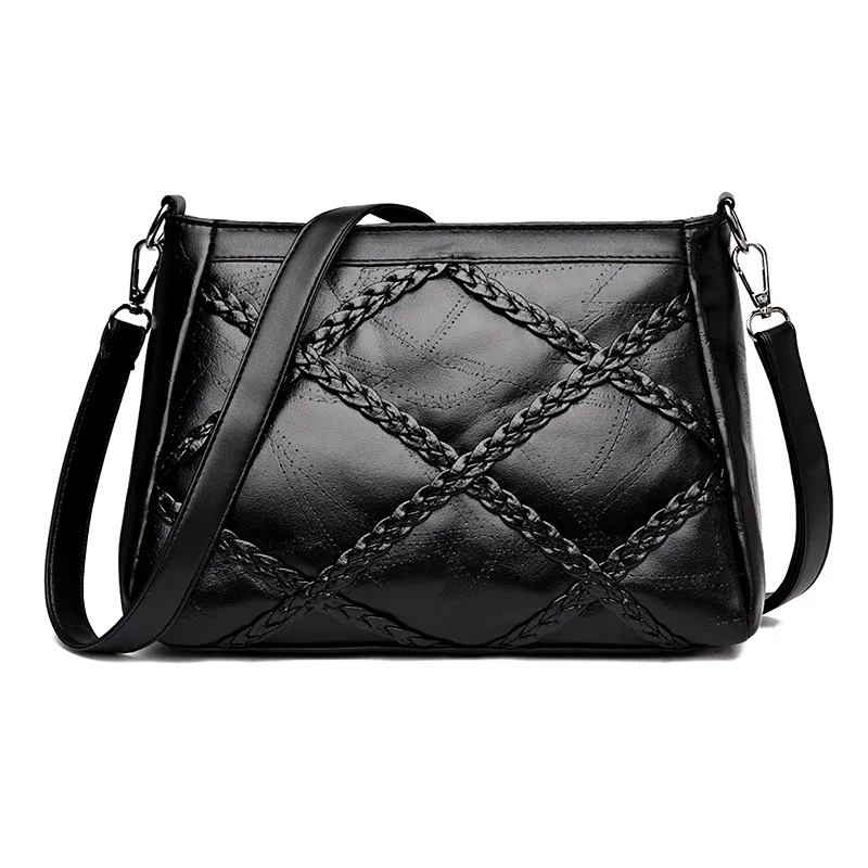 Yogodlns Высококачественная кожаная женская сумка через плечо сумка для покупок женская сумка для девочек сумки через плечо трендовая сумка - Цвет: Black