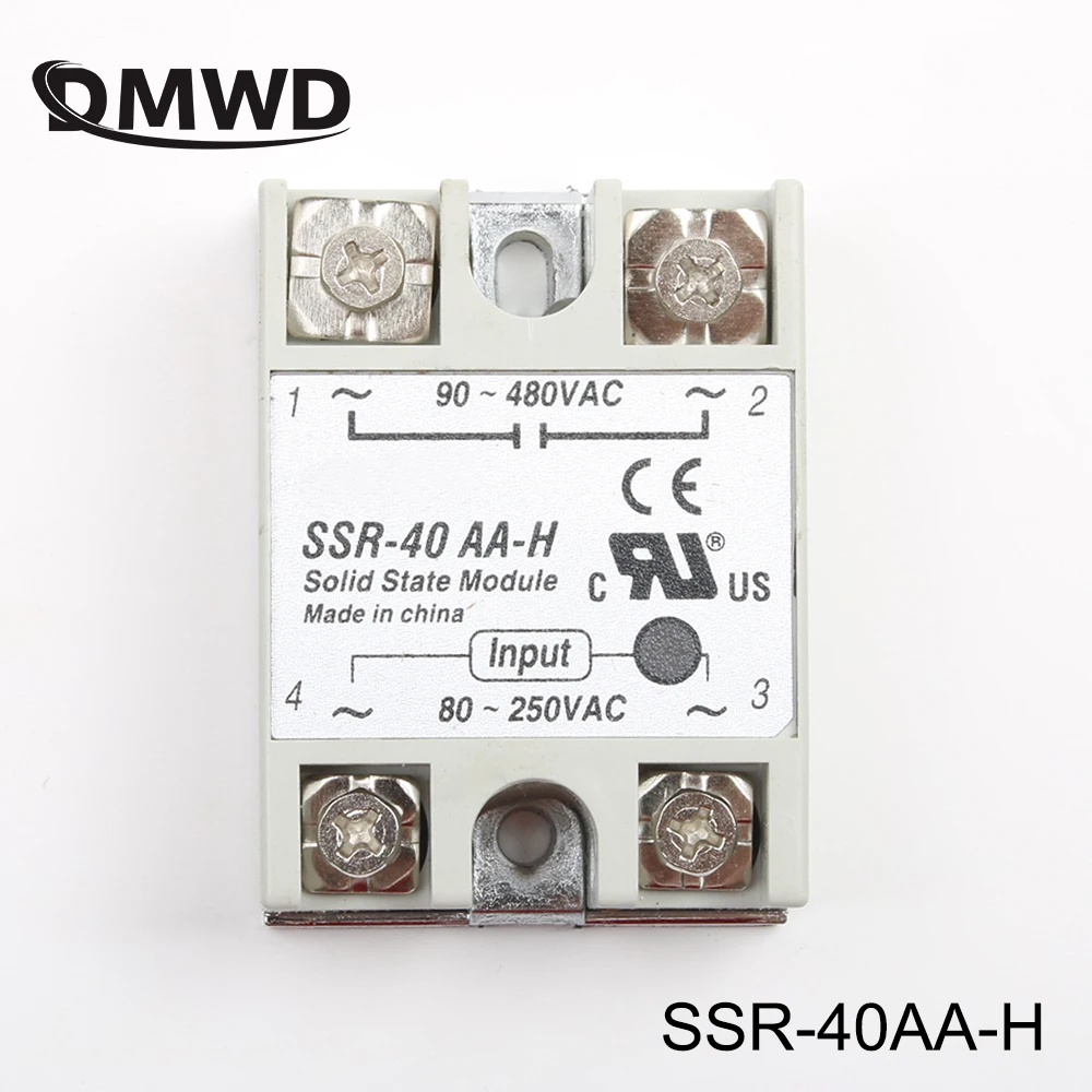 Твердотельное реле DMWD SSR-40AA-H 40A фактически 80-250V AC до 90-480V SSR 40AA H регулятор