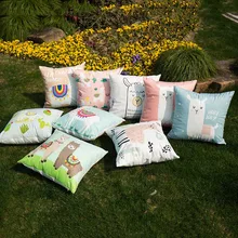 45*45cm Soft Empoty Animal Alpaca Cushion Cover Cactus Party Decoration For Home Llama Pillow Case Happy Birthday Party Favors