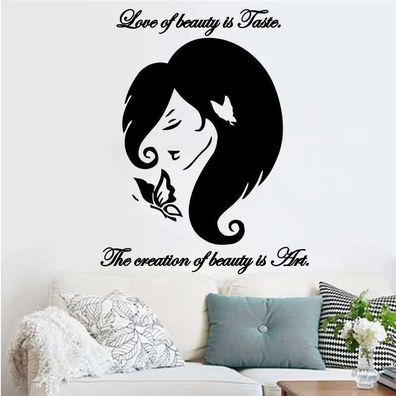 Beauty Woman Face Wall Sticker Home Speical Modern Decorative Vinyl