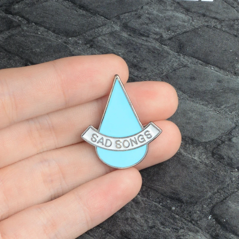 

SAD SONGS Enamel Brooch Tear Drop Lapel Pin Denim Clothes Bag Hat Button Badge Cartoon Fashion Jewelry Gift for Friends