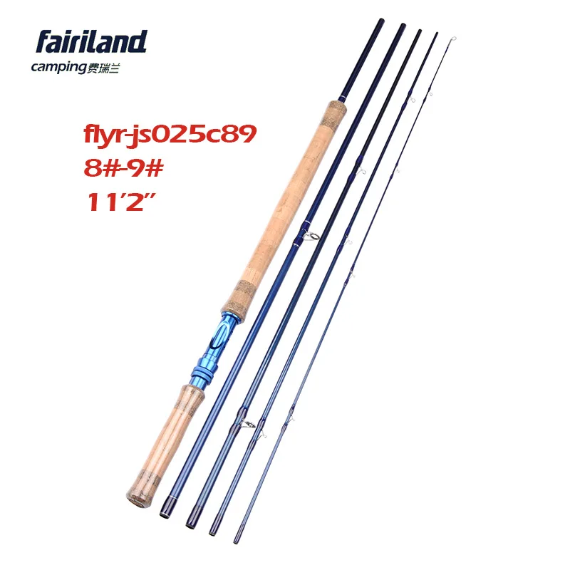 Fairiland 5 секций 11.2ft удочка для нахлыстом 6#/7#/8#/9# морская/Пресноводная синяя Удочка с ручкой из коркового дерева класса А - Цвет: Черный