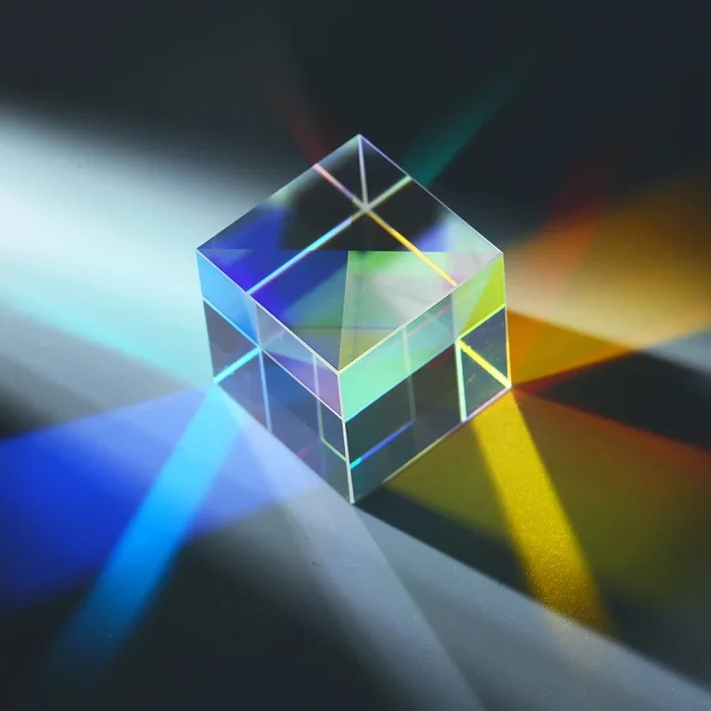 Educational Toys Gift for Christmas Halloween Physics and Decoration FASESH CMY Optic Prism Cube Education Optical Glass X-Cube Prism RGB Dispersion Prism for Teaching Light Photography