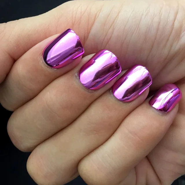 Metallic Bright Pink False Nail 24pcs Acrylic Art Metallic Bright Pink False Nail 24pcs Acrylic Art Tips For Manicure N08