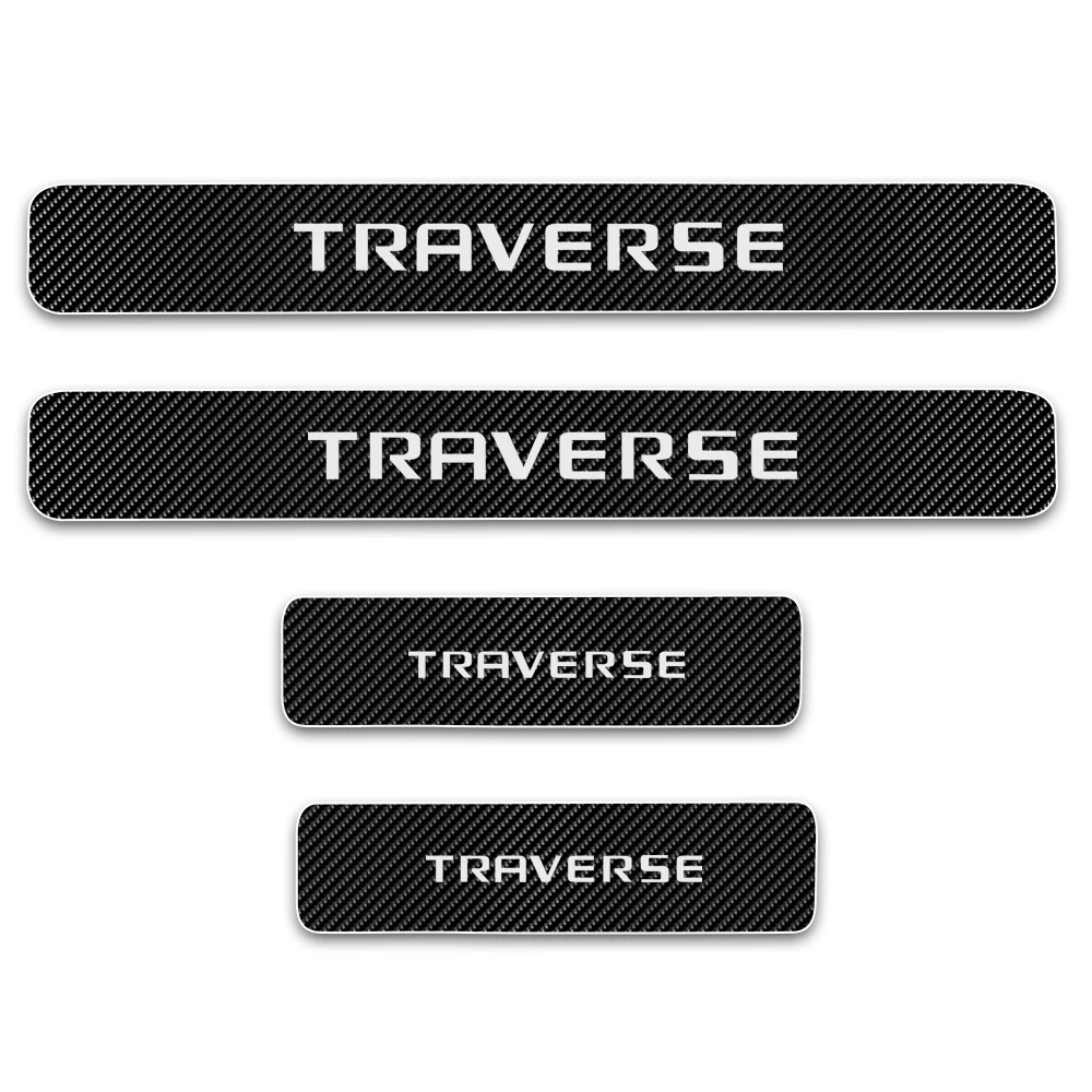 Protetor para Chevrolet Fibra de Carbono Adesivo de Carro do Peitoril da Porta da Placa do Scuff Estilo do Carro Porta Passo Traverse 4d Vinil Auto Peças 4 Pcs 25 TRAVERSE 4D fibra De Carbono vinil adesivo