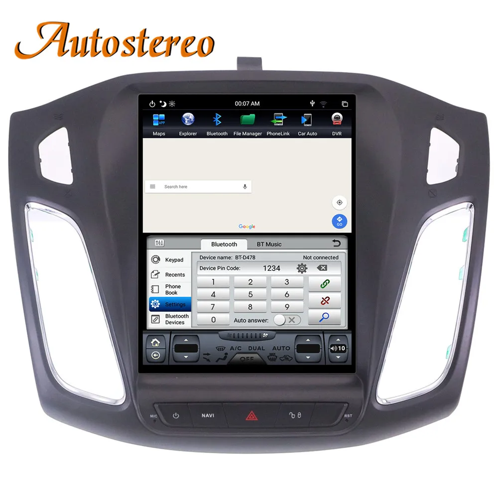 Top Android 9.0 4GB DSP Tesla style Car NO DVD Player GPS Navigation For Ford Focus 2012-2018 navi stereo headunit multimedia player 5