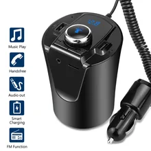 Чашки-стойки Bluetooth MP3 USB Зарядное устройство Беспроводной Bluetooth fm-передатчик игрок рук-свободный телефон автомобильный адаптер Комплект 5 V 2.1a USB Зарядное устройство