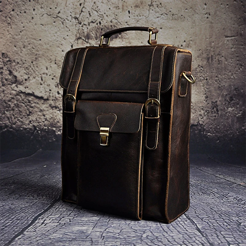 Рюкзак мужской из воловьей кожи крест боди в стиле ретро|rucksack daypack|leather rucksackmen backpack