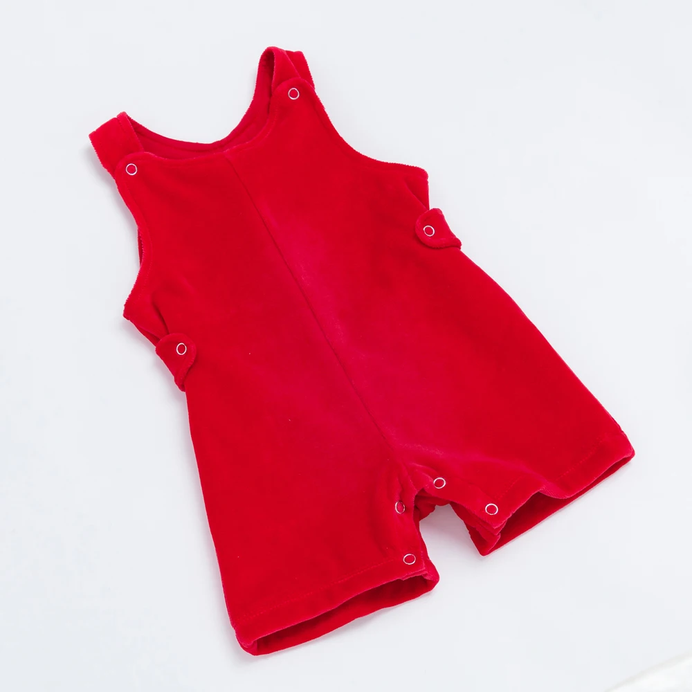 Зимний осенний детский комбинезон, красный комбинезон для девочек и мальчиков 3-24 месяца, однотонная бархатная одежда кораллового цвета, комбинезон для новорожденных, детские штаны