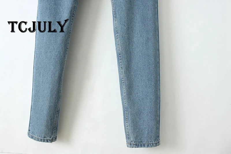 TCJULY Новое поступление Мода 100% хлопок Винтаж джинсы для женщин плюс размеры уличная повседневное свободные шаровары мыть синий черны