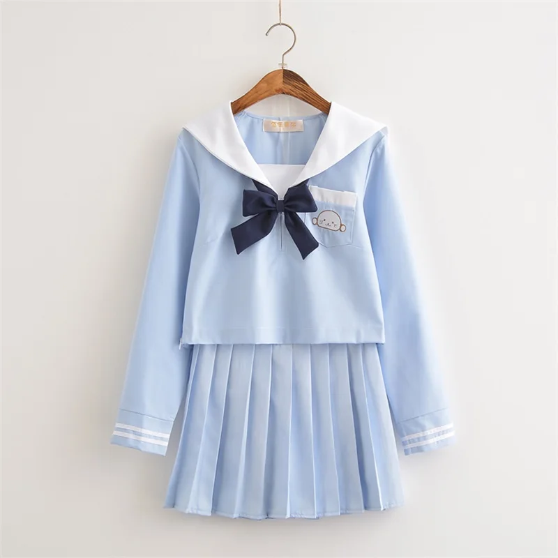 

College Super Cute Seal Embroidery Sailor Suit Cosplay JK Uniform Japanese School Uniform Suit Kawaii Girl Students Uniforms