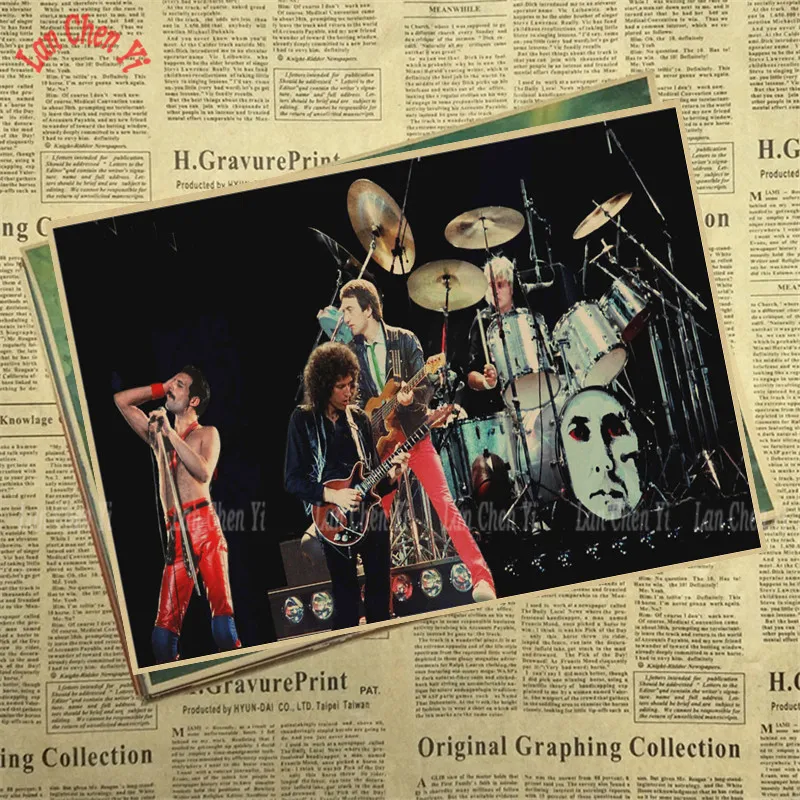 С группой Queen музыкальный крафт Бумага плакат Винтаж высокое качество печатным рисунком основной декоративная живопись