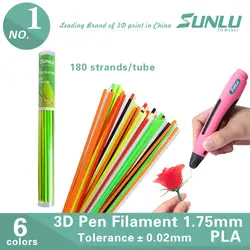 Sunlu Новый 3d Ручка PLA/ABS нити печати materia 1,75 мм pla 1 кг для заправки в трубы 6 цветов с 180 нити