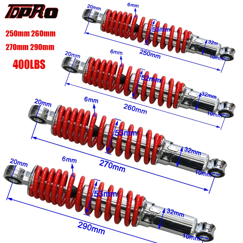 Goedkoop TDPRO 400LBS Voorwielophanging Schokdemper Voor 250 260mm 270 290mm Motorfiets 50cc 70 90 110cc 125cc Dirt Pit Bike ATV Go kart