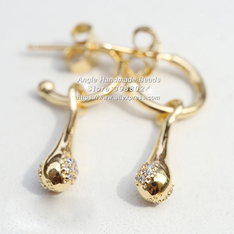 

2018 Pre Autumn Release Shine Collection Modern Lovepods Earrings With Clear CZ Hoop Earrings Gold Overlay Sterling Silver